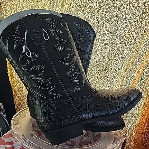 I New w/ o tags SmartFit black cowboy boots New wild western kicks boys sz 4 - Picture 9 of 9